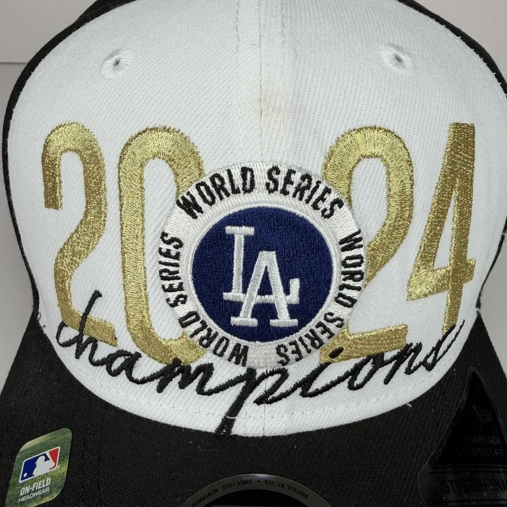 Los Angeles Dodgers Hat Cap Snap‎ Back Mens OSFA Black 2024 World Series New Era